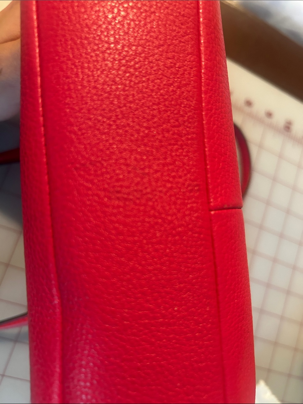 Coach Bright Red Pebbled Leather Shoulder Tote - Picture 10 of 10